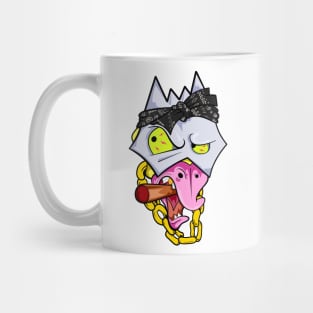 Dope Slluks chicken character is smoking a cigar illustration Mug